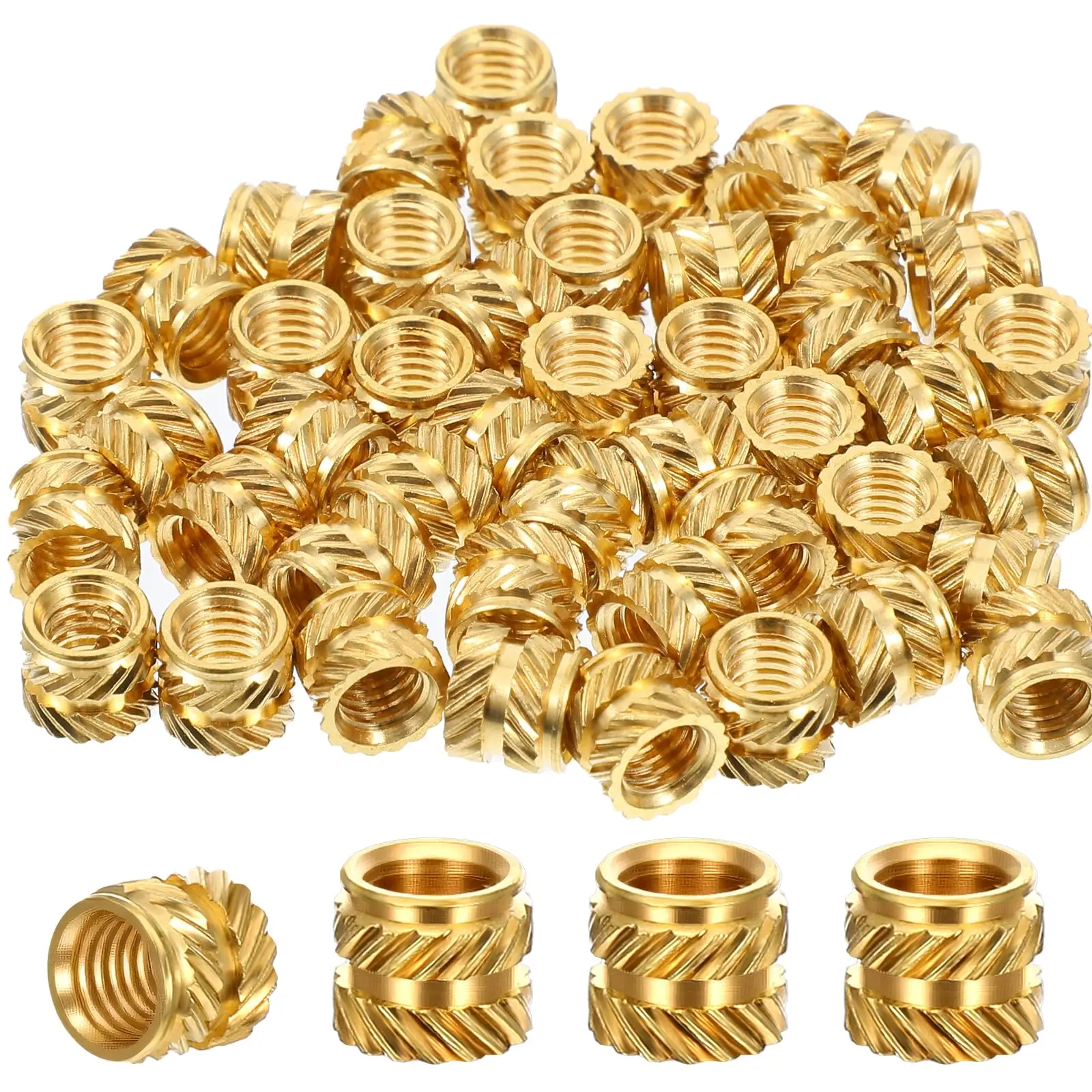 Brass Hot Melt Insert Knurled Nut M1 M1.4 M1.6 M2 M2.5 M3 M4 M5 M8 Molding Double Twill Injection Embedment Nut For 3D Printer
