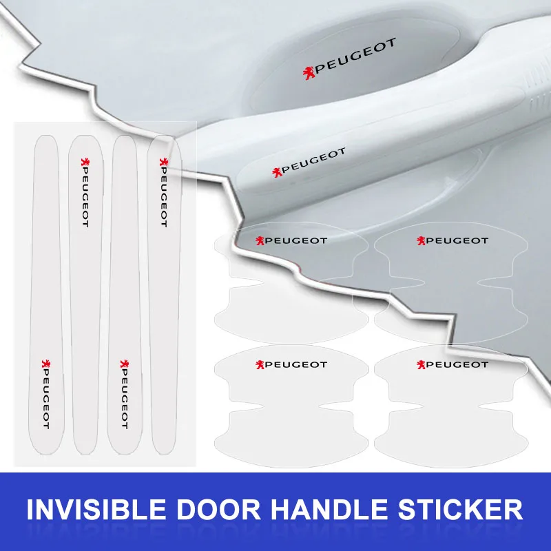 

Прозрачная наклейка на дверную ручку автомобиля, защитные полоски от столкновений для Peugeot 3008 307 308 207 208 407 508 2008 5008 206