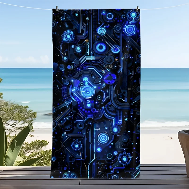 Trending Neon Glow Print Towel Lightweight Portable for Festival Outdoor Adventure Gift
