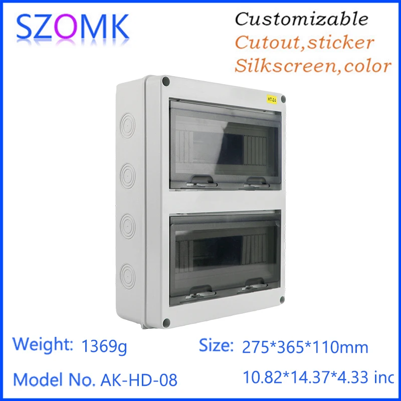SZOMK 275*365*110 mm IP66 Waterproof DIN Rail Distribution Junction Box for Indoor Outdoor Wall Circuit Breaker