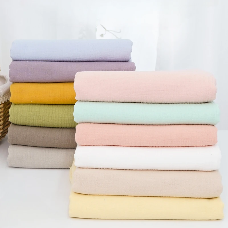 0.5M/1M/2M Soft Pure Cotton Eco-Friendly Dyed Double Layer Gauze Fabric for Baby Towels Bath Towels Pajama Sewing Material