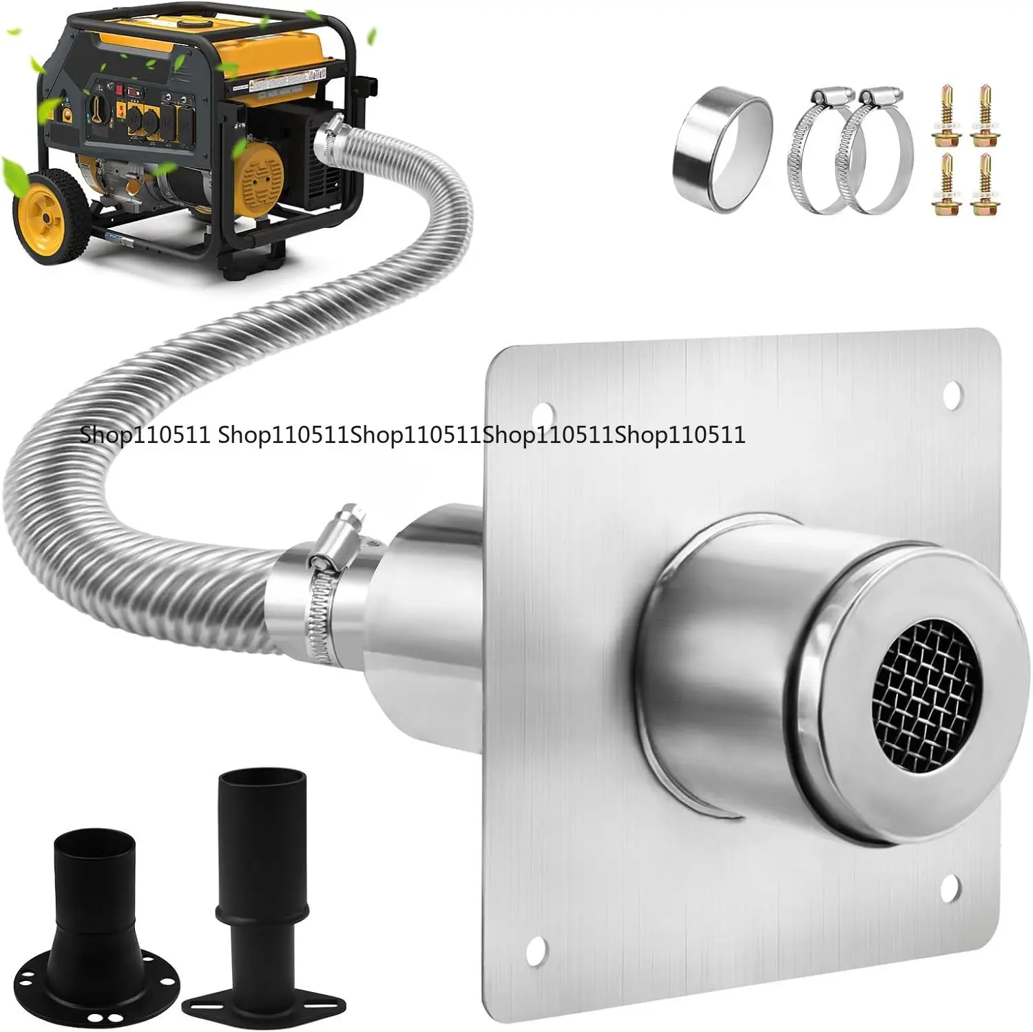Generator Expansion Kit with Insulated Through-Wall Mounting Plate Exhaust Exhaust Gas