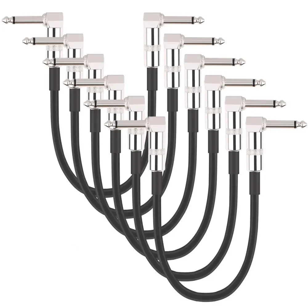 6PCS Guitar Patch Cables Right Angle 15/30CM 1/4 Instrument Cables for Guitar Effect Pedals