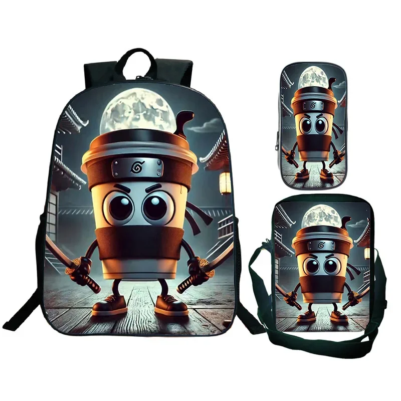 3pcs 이탈리아 Brainrot 학교 가방 동물 기본 소년 소녀 어깨 가방 연필 케이스 선물과 경량 용량 배낭