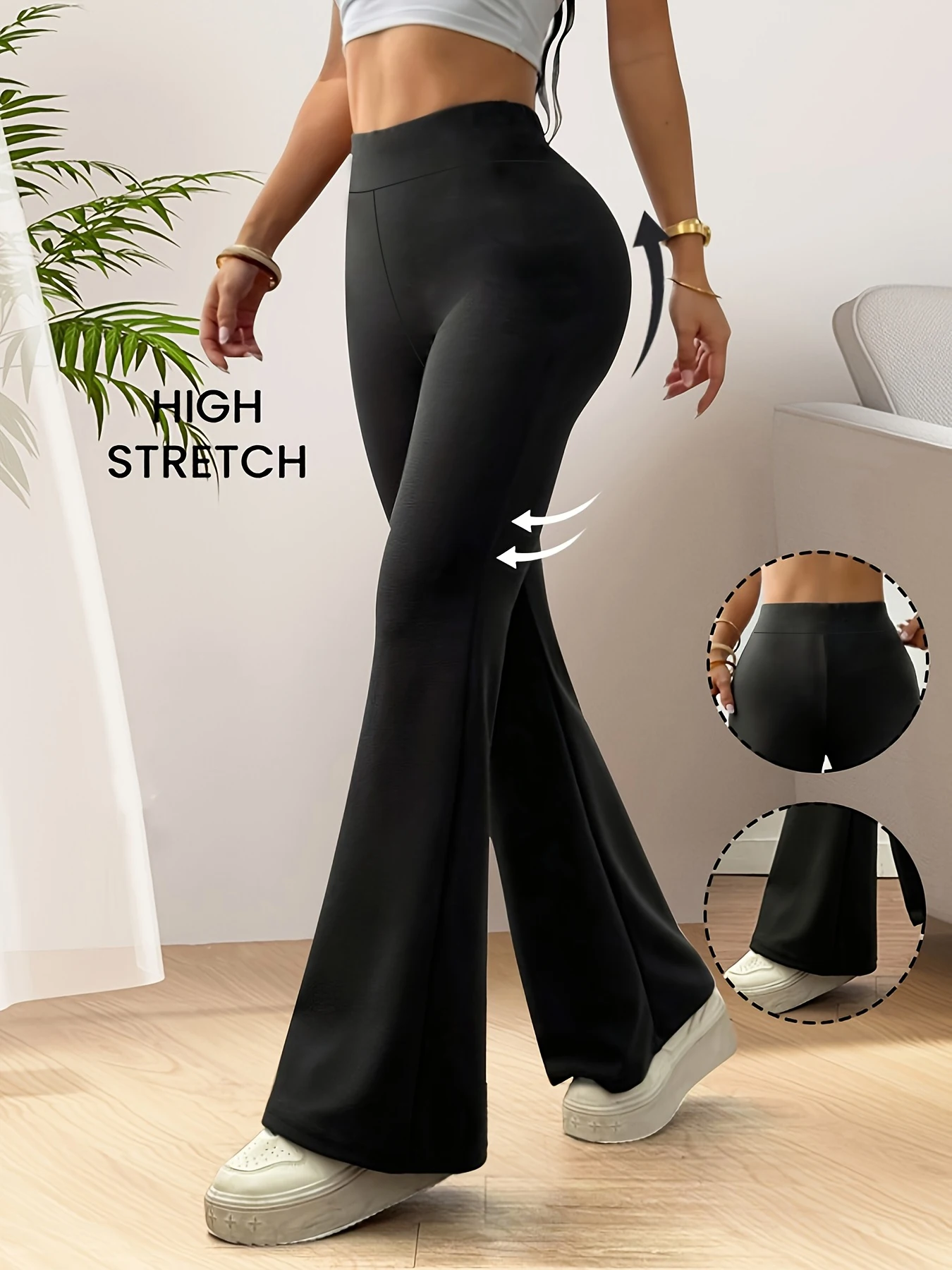 Pantaloni primaverili da donna con fondo a campana, pantaloni casual da donna a vita alta e pantaloni da yoga per dimagrire e sollevare i fianchi