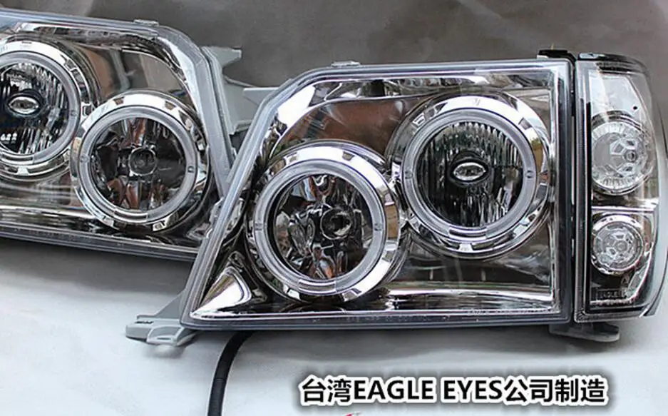 Black/Silver one set Cruiser FJ90 LC90 FJ90 Prado 3400/2700 1998-2002 Head Lights Lamps Angel Eyes Car Accessories