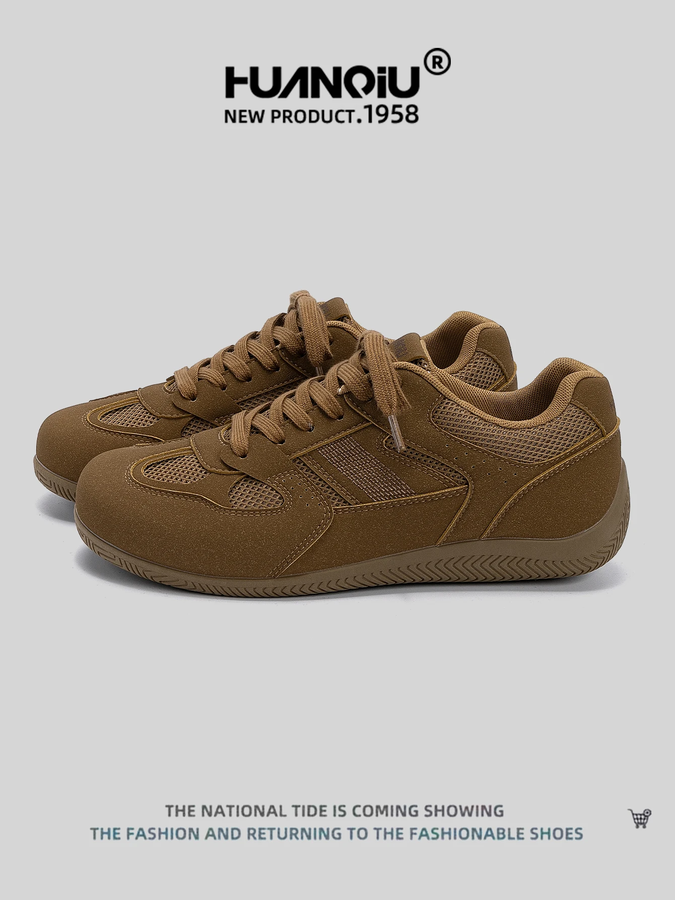 HUANQIU 2026 new style men's Dexin shoes, lightweight lace-up soft-soled mesh casual sports shoes, racing shoes