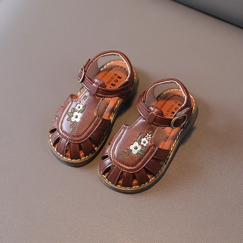 Girls' Embroidered Sandals National Style Summer New Closed Toe Fashion Soft-soled Children's Boy Baby Shoes