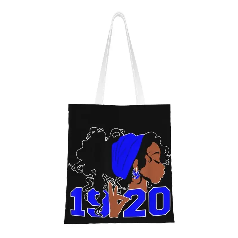 Funny Women Zeta-1920 Hand Sign Pretty Phi-Beta Afro Hair Shopping Tote Bag riutilizzabile Canvas Grocery Shoulder Shopper Bag