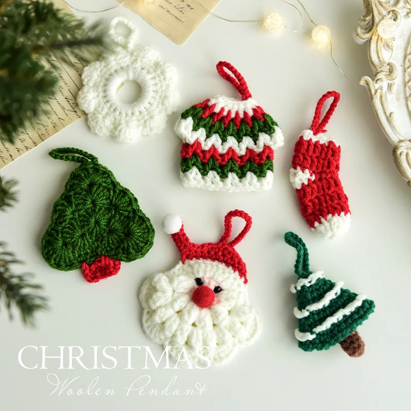 1 قطعة هدايا عيد الميلاد اليدوية محبوك ندفة الثلج سانتا كلوز معلقة الديكور شجرة عيد الميلاد معلقة هدايا عيد الميلاد الديكور