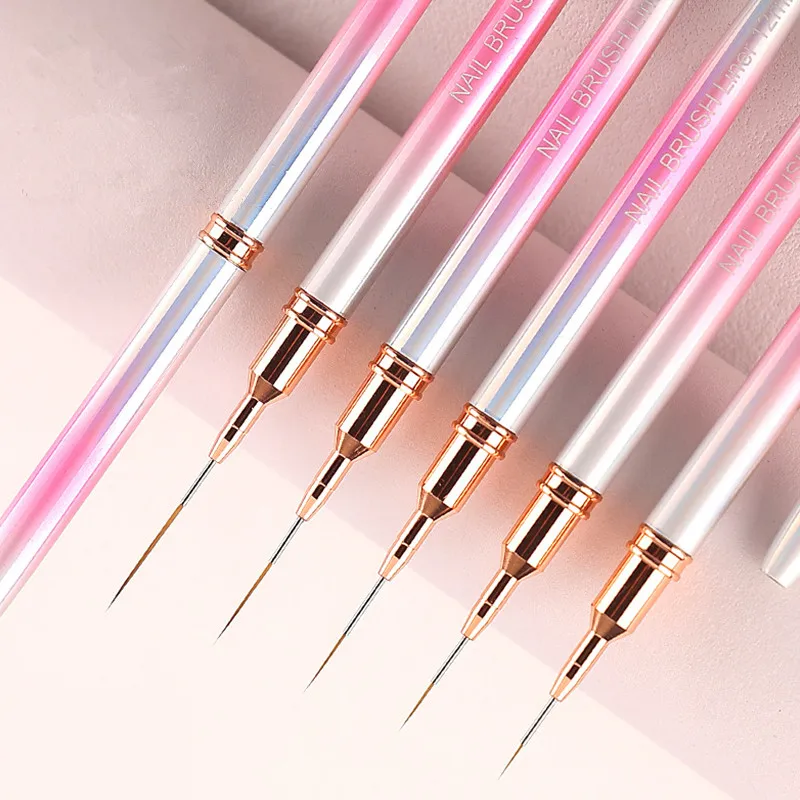 1/5 قطعة مسمار فرشاة فنية بطانة رسم اللوحة القلم هلام طلاء الأظافر النمط الفرنسي رسم فرش الطلاء أدوات مانيكير الإكسسوار #3