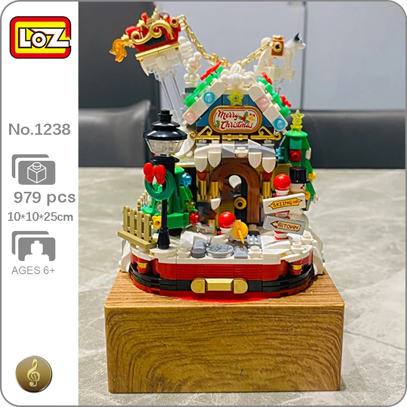 

LOZ 1238 Merry Christmas Eve House Tree Snowman Music Box Gift Model Mini Diamond Blocks Bricks Building Toy For Children No Box