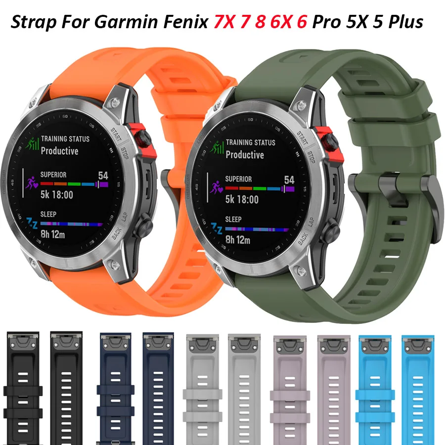 

Silicone 20 22 26mm QuickFit for Garmin fenix 7X 7 7S 6 6X Pro fenix 8 Watch Band Strap for fenix 5X 5S Plus 3HR Wrist Bracelets
