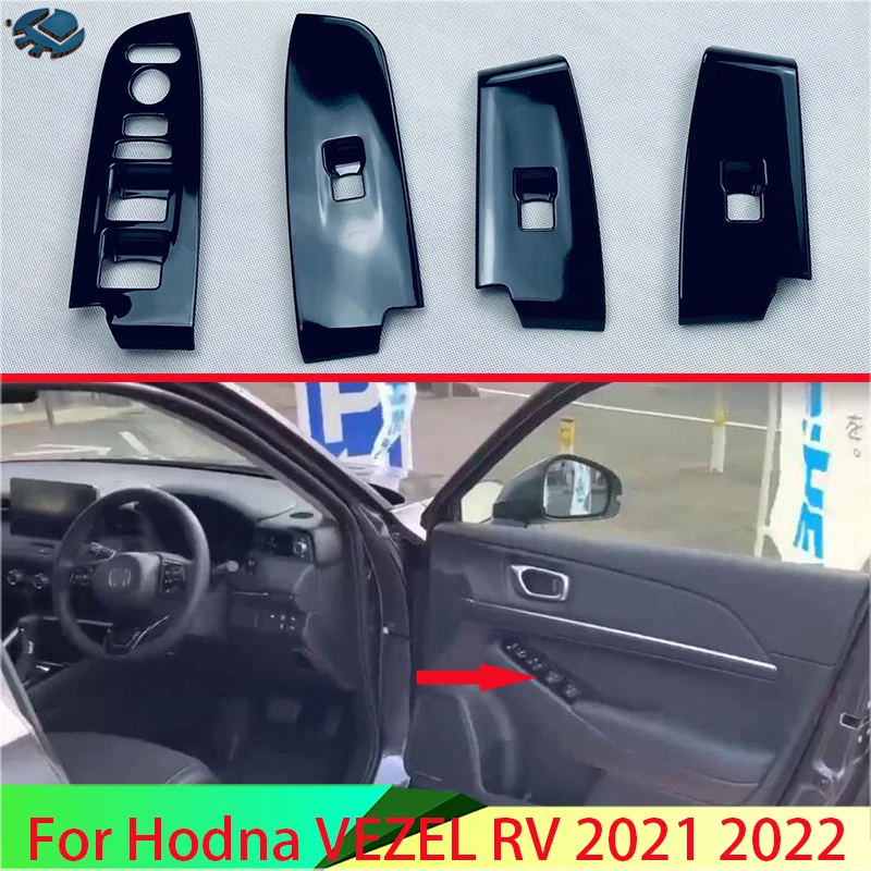 For HONDA VEZEL HR-V 2021 2022 Car Accessories ABS Chrome Door Window Armrest Cover Switch Panel Trim Molding Garnish