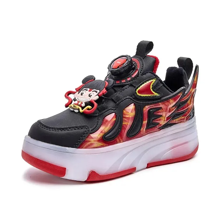 Зимние хлопковые четырехколесные прогулочные туфли, детская спортивная обувь, уличная прогулочная обувь, детские кроссовки со светодиодной подсветкой