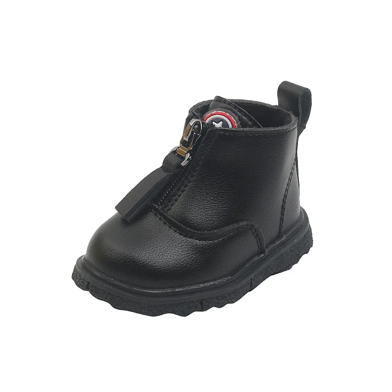 Autunno inverno bambini moda stivali bambino morbido caldo neonato scarpe in cotone ragazze chiusura con cerniera anteriore stivali in pelle ragazzi