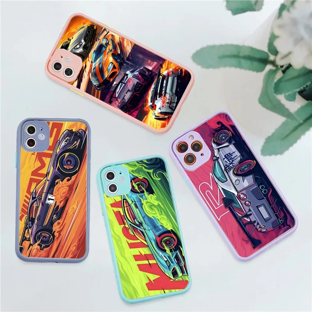 

JDM Tokyo Drift Sports Car Male Men Phone Case for iPhone 14 11 12 13 Mini Pro Max 8 7 Plus X XR XS MAX Translucent Matte Cover