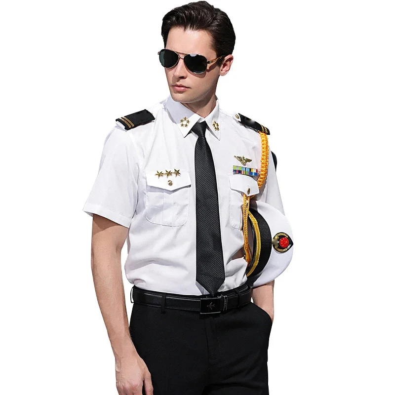 2019 Chinesische Crew Kreuzfahrtschiff Kapitän Hemd Seemann Kleidung Hemd + Hose + Accessoires TV-Film Performance Uniform Herrenkleidung