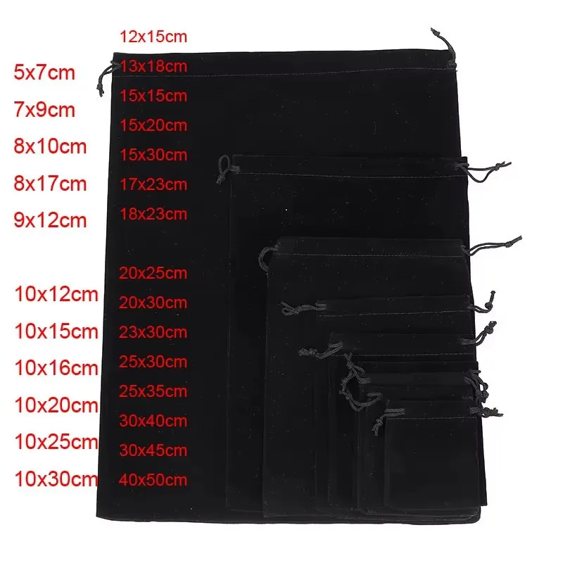 50pcs/lot Big Drawstring Velvet Bags Gift Pouches For Wedding Party Packaging Bag 17x23 20x30 30x40cm Customize Print Logo