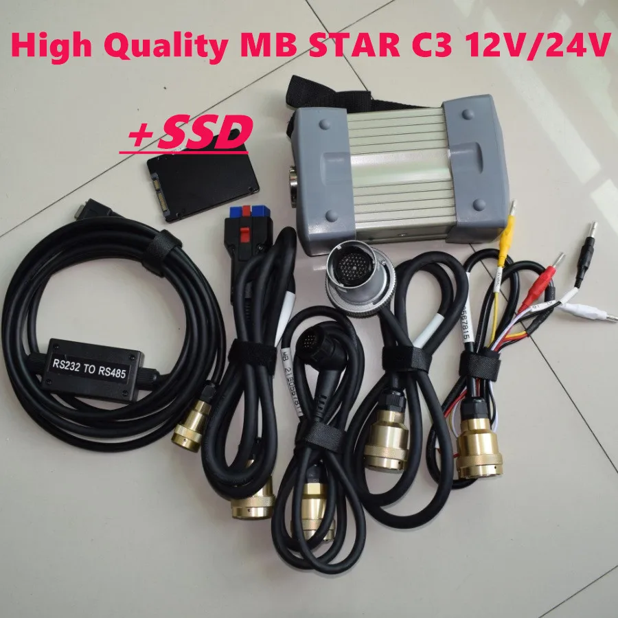 MB Star C3 SD Connect with Full Software Pro Multiplexer Supports 12V&24V Car+Truck Diagnostic Scanner with D630 Laptop