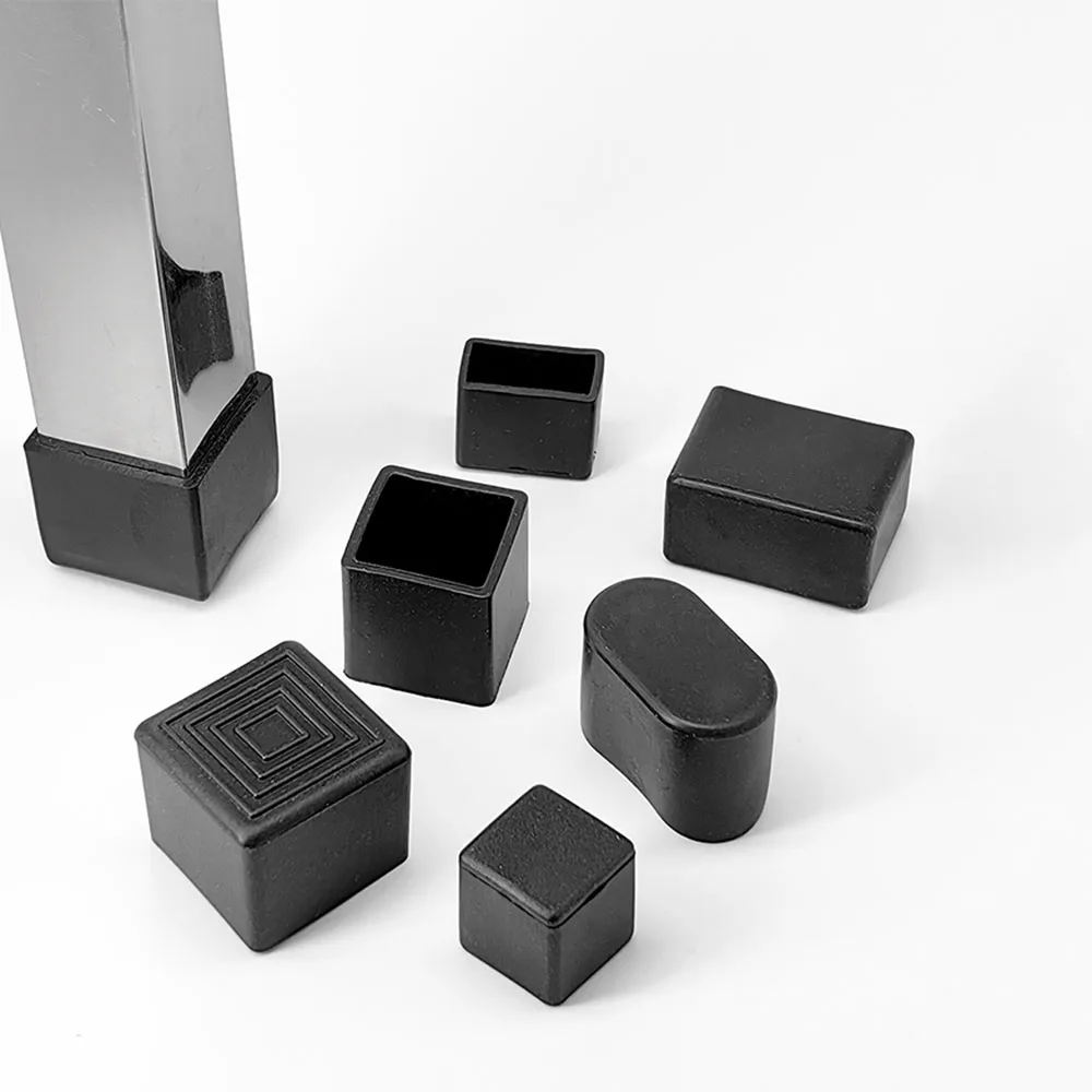 4pcs Black Traparent Pvc Soft Rubber Table And Chair Anti-Skid Protection Cover, Floor Protection Pad