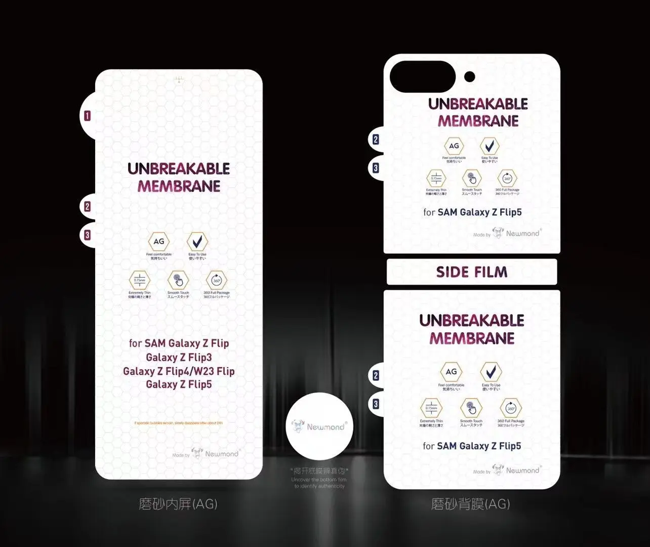 

Set UnBreakable Membrane Hydrogel Film for Samsung Galaxy Z Flip 5 4 3 Matte HD Front Back Hinge Anti-Scratch Screen Protector