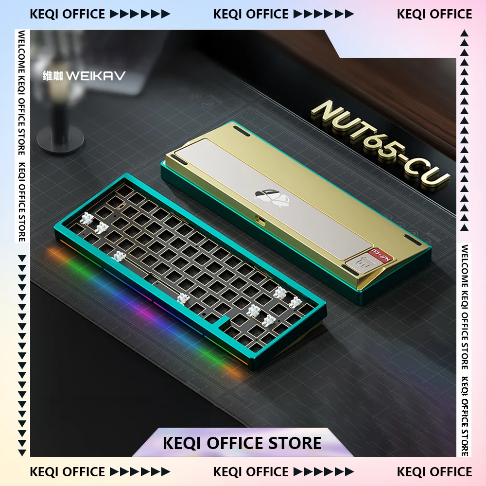 

Weikav NUT65CU Mechanical Keyboards Kit Aluminum Alloy Wireless 3-Mode Copper Base Shell Gaming Keyboard Kits Custom PC Gifts