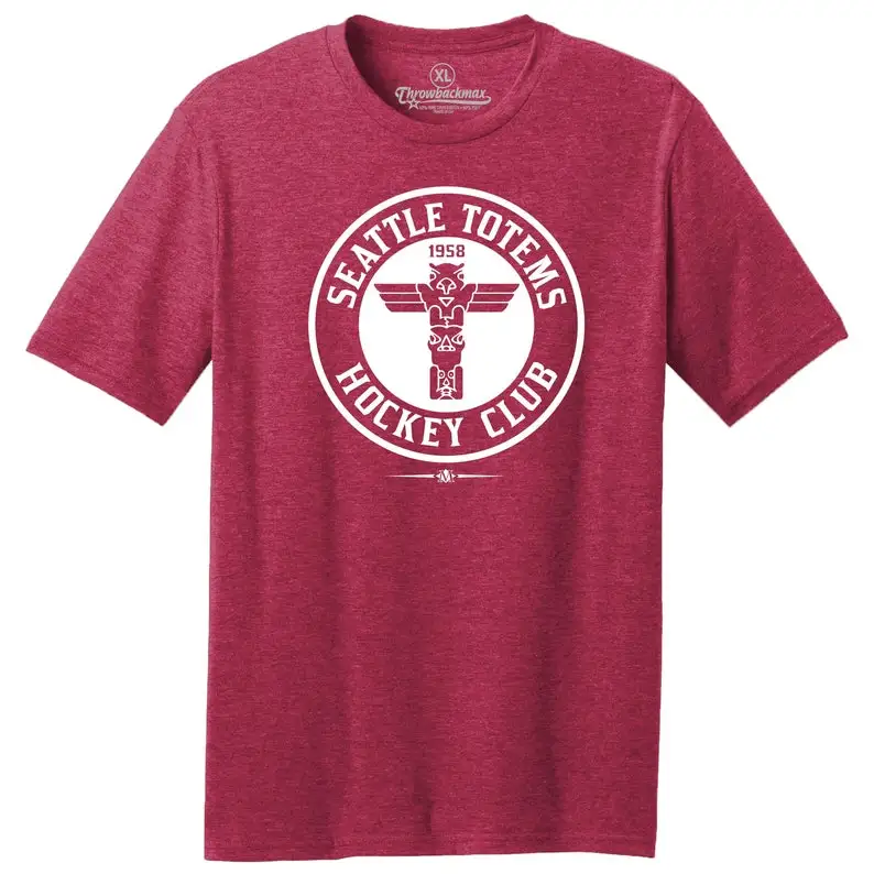 Throwbackmax Seattle Totems 1958 Hockey Classic Cut Premium Tri-Blend Tee Shirt Kraken Red Heather