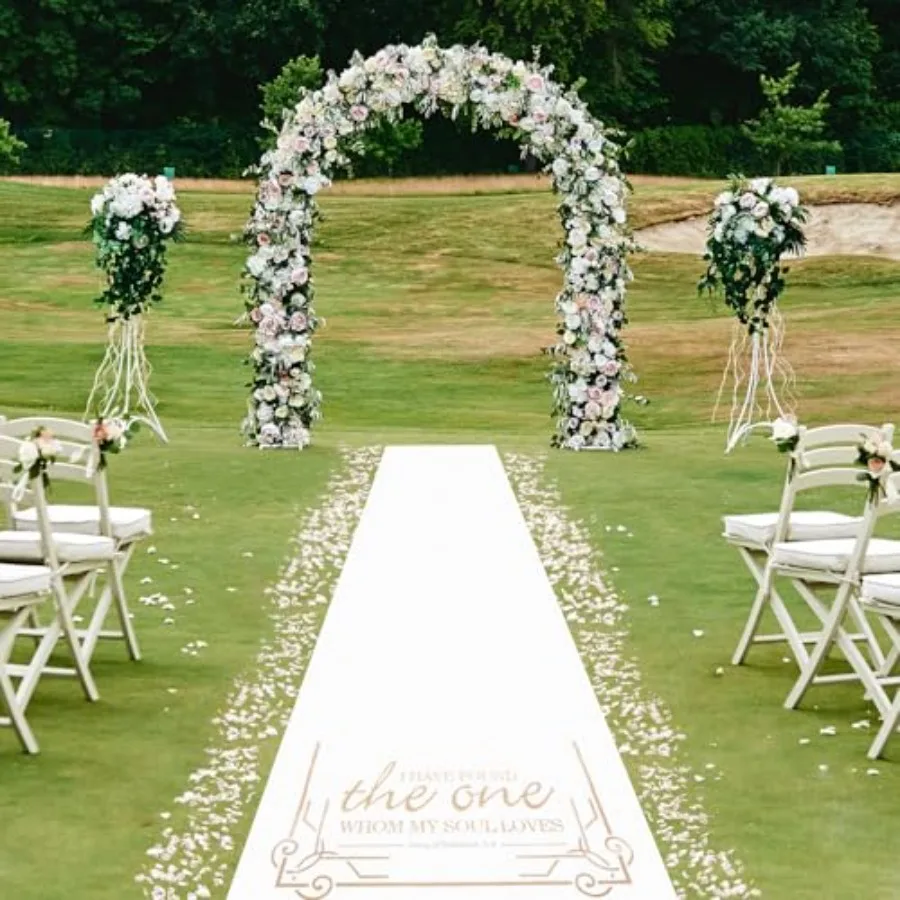 

Thickened Aisle Runner for Wedding Ceremony Indoor Outdoor Church Decorations White Gold 4x100 Feet Carpet Wedding Party Hallow