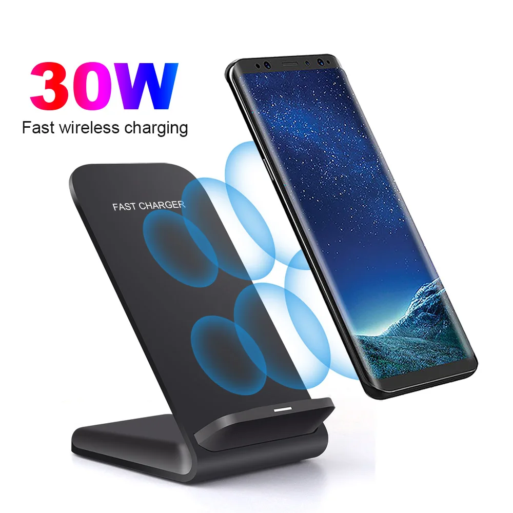 30W Fast Wireless Charger for Samsung S24 S23 S22 S21 Quick Charging Stand For iPhone 15 14 13 12 11 Pro Max XS XR X 8 Xiaomi 14