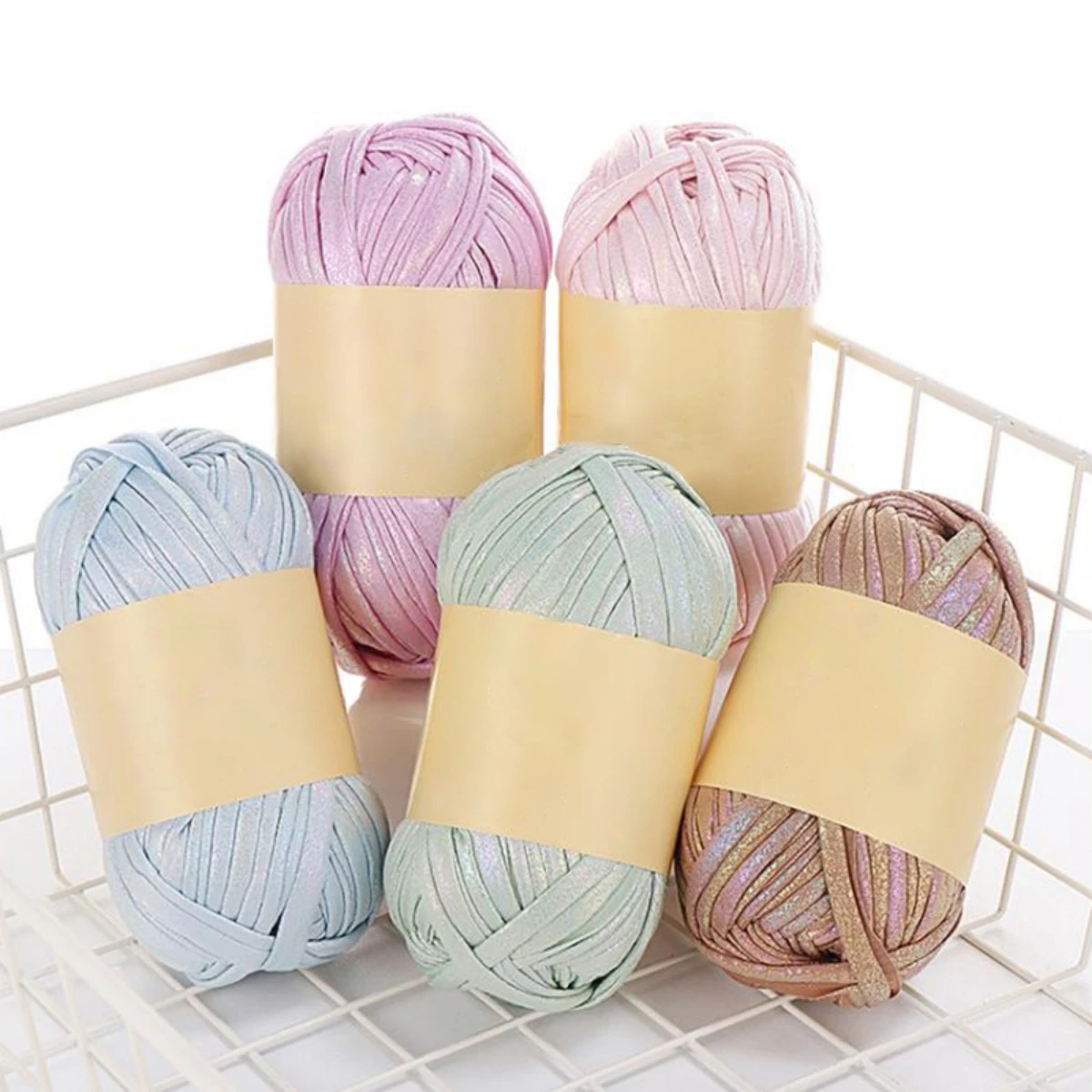 100g Imitation Leather Shiny Crochet Yarn DIY Hand Knitting Yarn Ball For Bag Blanket Cushion Knitting Crochet Yarn