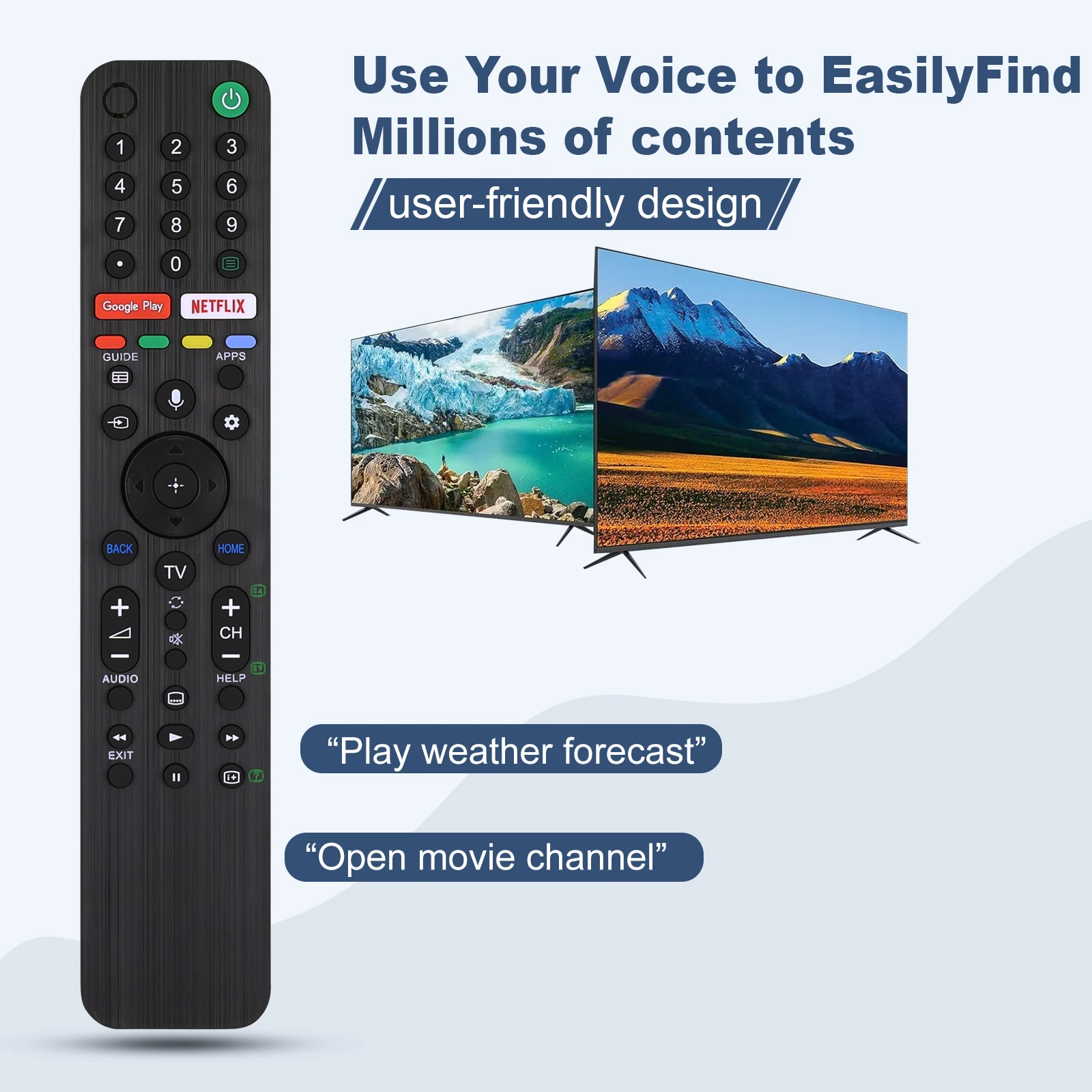 RMF-TX500U Replace Voice Remote Control fit for Sony Bravia TV KD-43X750F KD-49X750F KD-55X75CH KD-65X750F KD-75X75CH XBR-55A8H