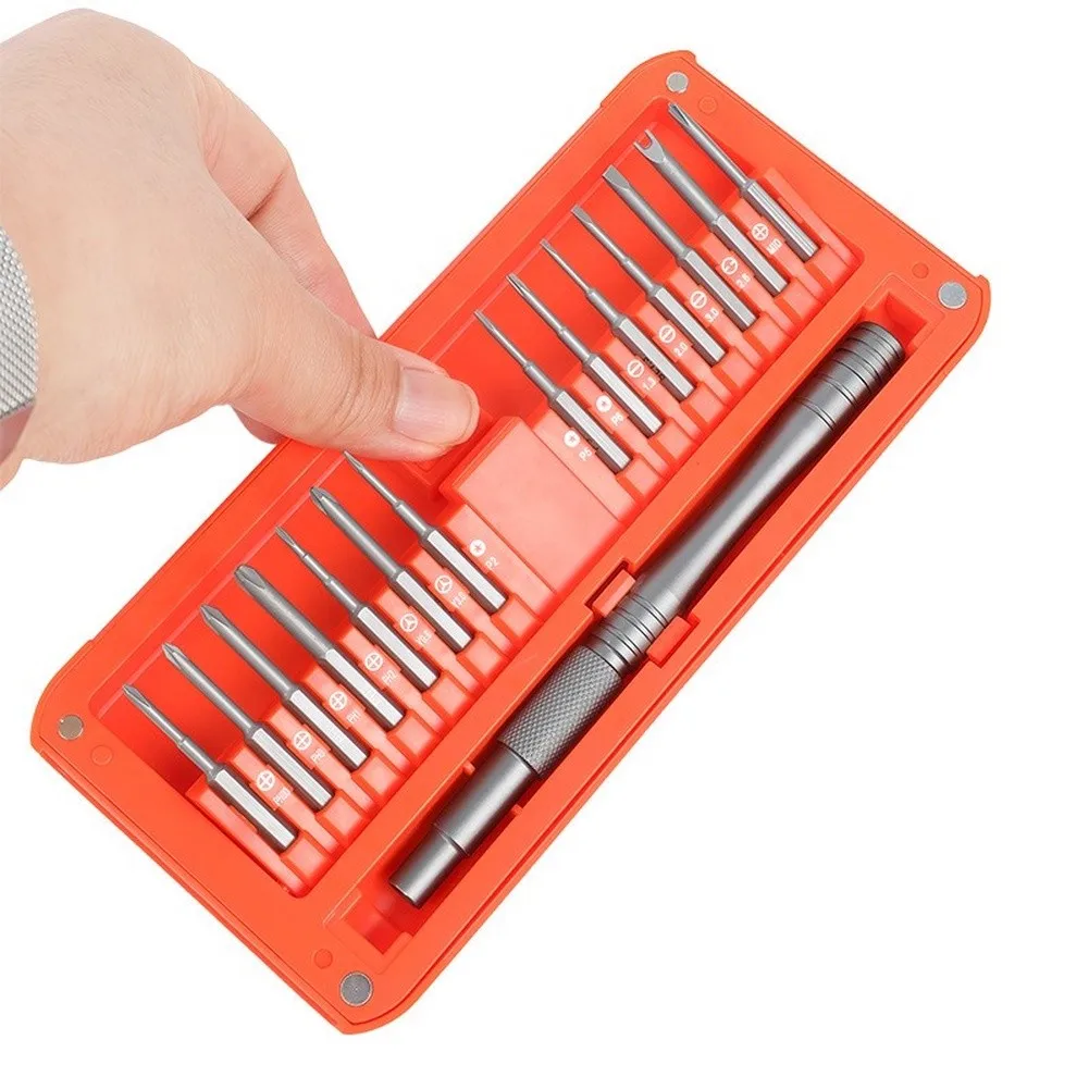 Magnetic 30-in-1 Precision Screwdriver Featuring Slide-to-Open Design and Bendable Extension for Hard-to-Reach Screws in Devices