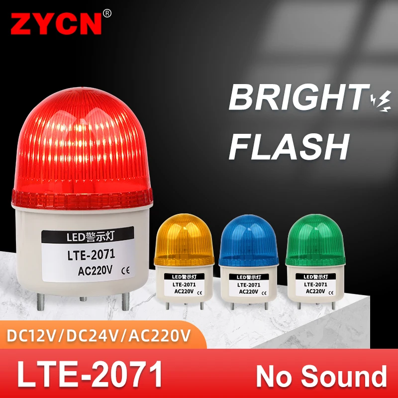 LTE-2071 Warning Light No Sound Waterproof Rotating Indicator Flashing Beacon Strobe Alarm Lamp DC12V 24V AC220V Construction