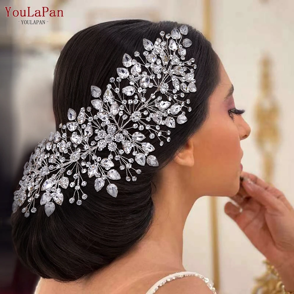 YouLaPan Shiny Rhinestone Headband for Bride Wedding Hair Accessories Ornament Bridal Tiara Handmade Woman Headpiece HP540