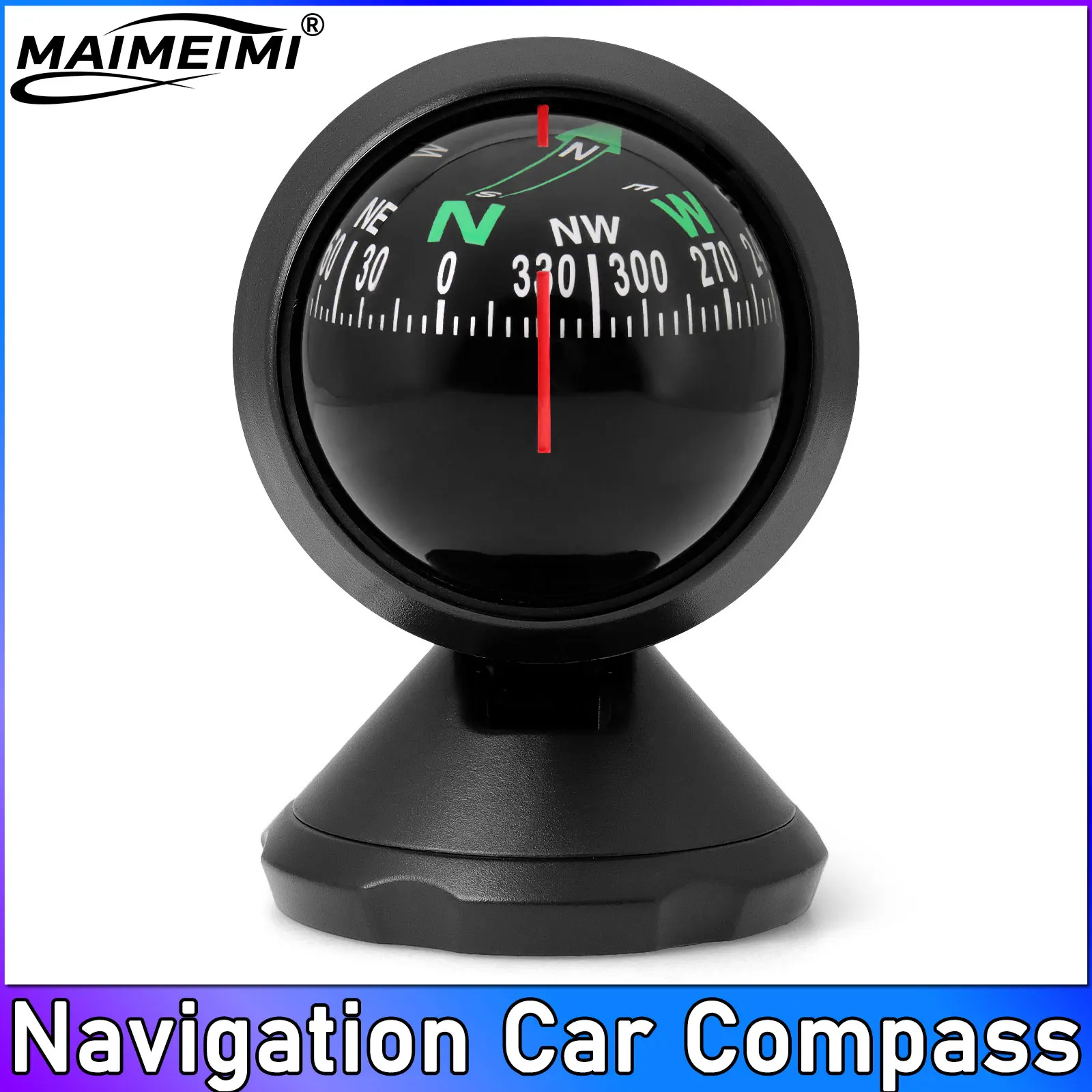 Ball Shaped Car Compass 360 Degree Rotation Waterproof Vehicle Navigation with Suction Cup for Boat Vehicle Car Ball Compass