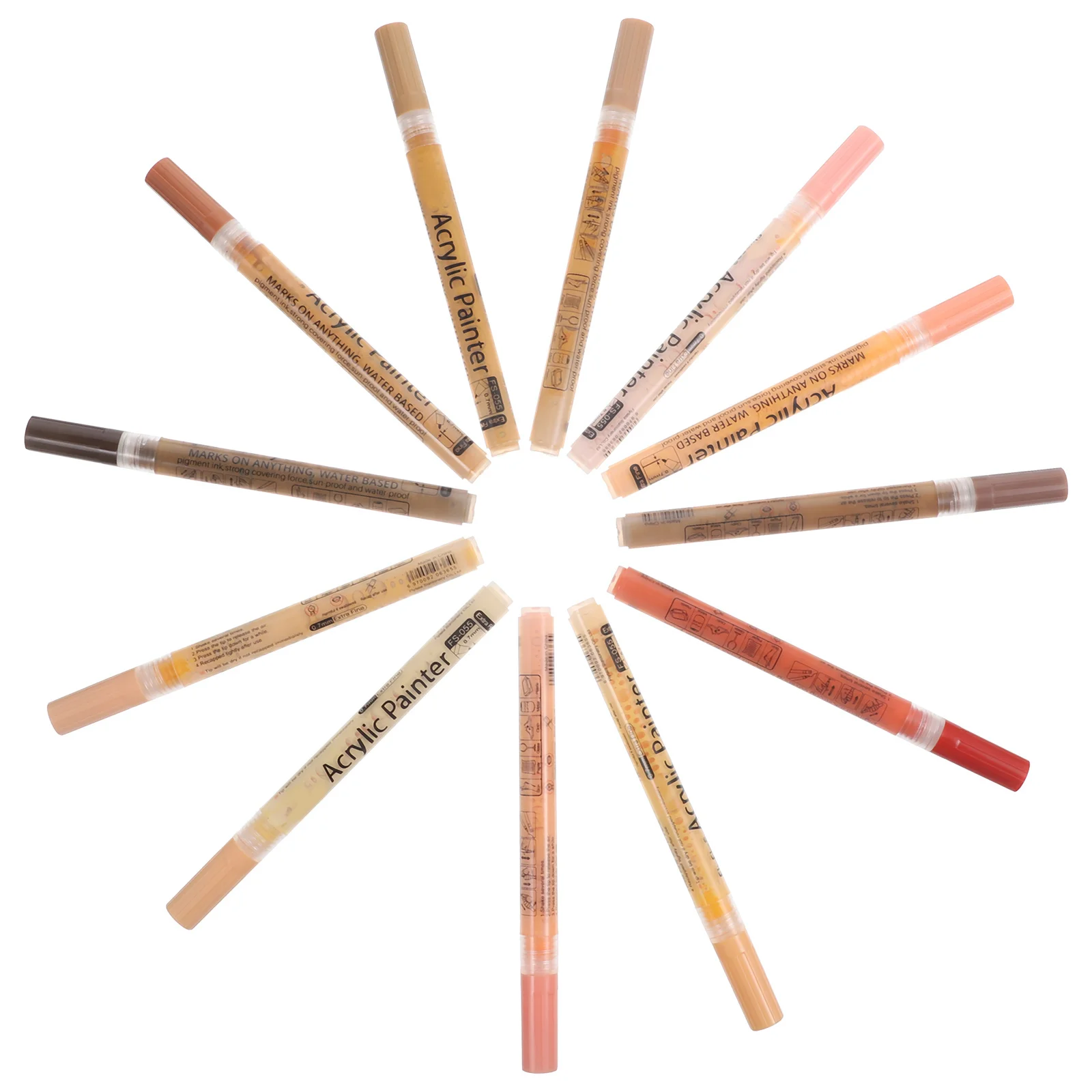 

1Set Flesh Tone Paint Markers Acrylic Paint Pens for Painting Stone Ceramic Glass Wood Canvas Art Supplies Drawing Pens