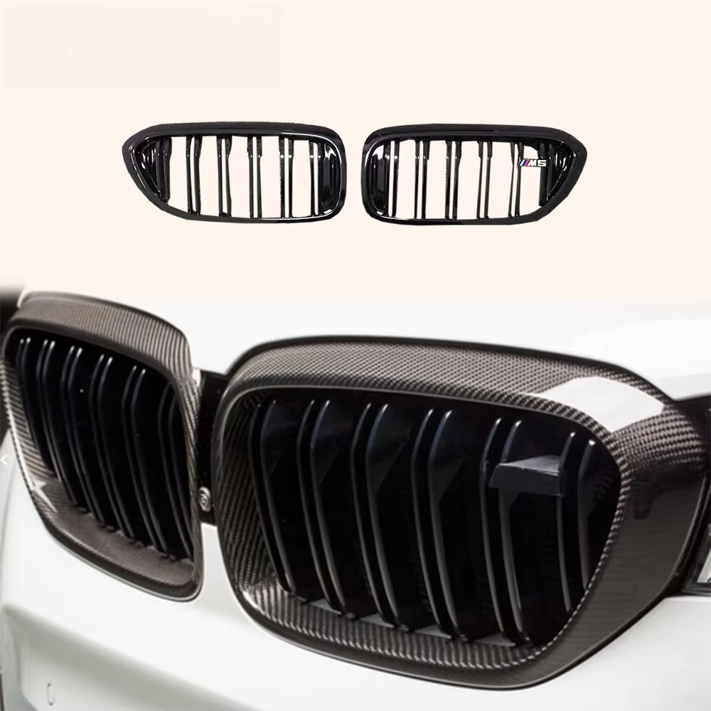 KZ Style Carbon Front Center Grille Cover for BMW 5 Series G30 2018-24 Sedan Body Parts