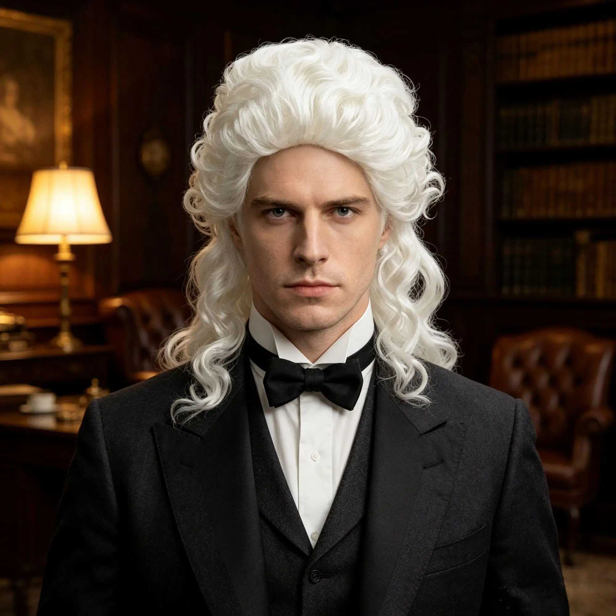 White High Quality Synthetic Fiber Heat Resistant Durable Curly Wig Baroque Court Style Big Curls Fluffy Voluminous Long Hair Adjustable Cap for Women Men Costume Cosplay Party Halloween Masquerade Theatre Stage Show Historical Reenactment Role Play