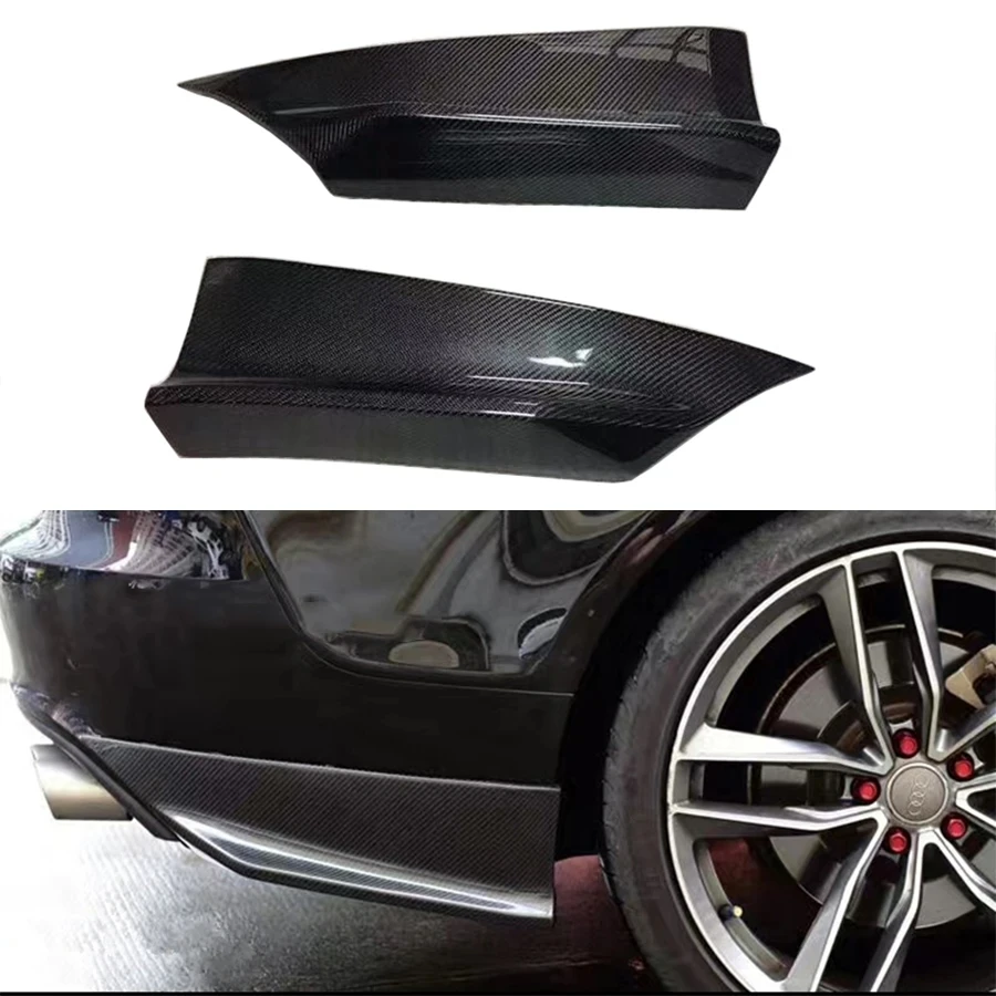 For Audi A7 S7 2011-2015 Carbon Fiber wrap angle Car Rear Bumper Splitter Corner Trim Cover Rear Chin Upgrade body kit