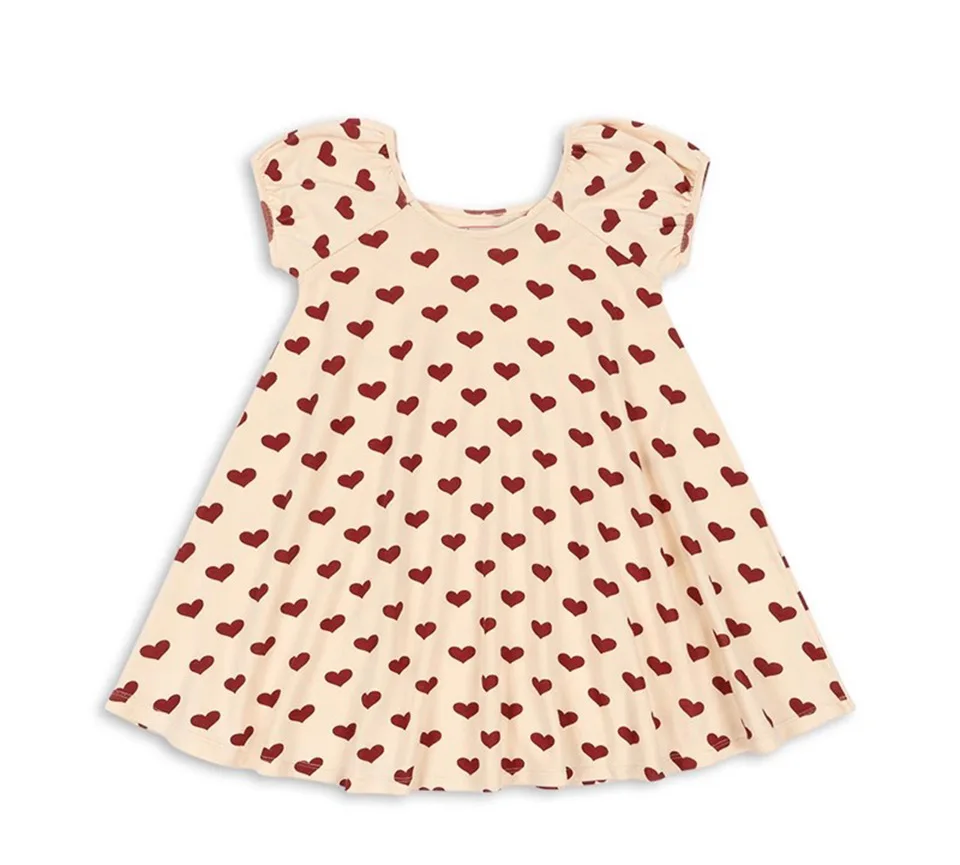 Spring Summer New Children's Clothing Set Lemon Heart Pattern Short Sleeve T-Shirt And Cycling Pants for Boys Kid Girls Dress