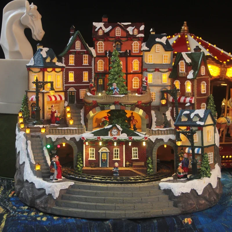 Budapest fairy tale large street scene music box train rotating tree