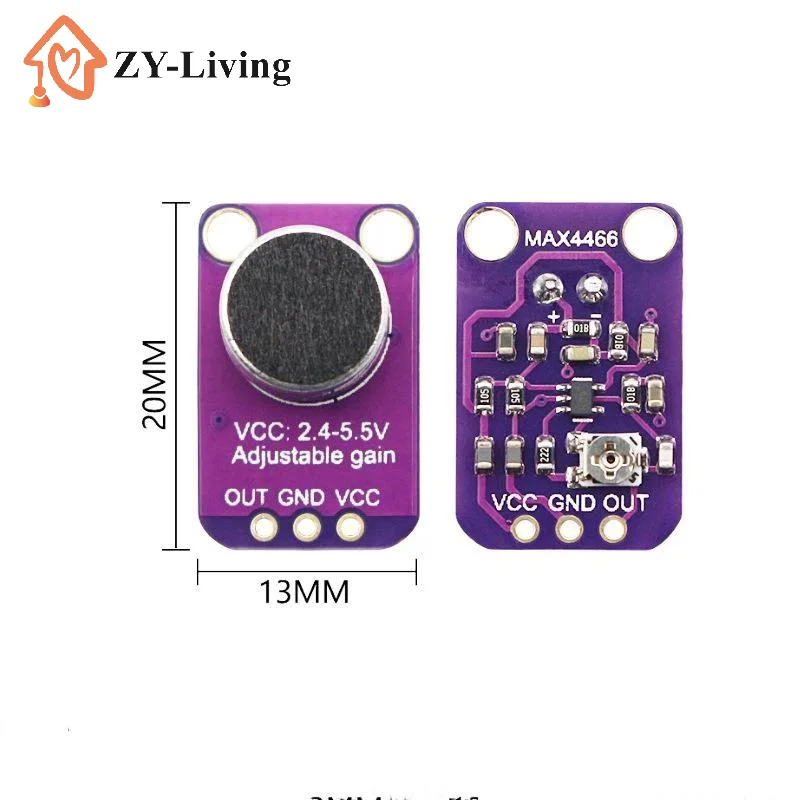 MAX4466 Microphone AGC Amplifier Board Sound Sensor Module Auto Gain Control Attack For GY-MAX4466 PCB Board Diy Kit