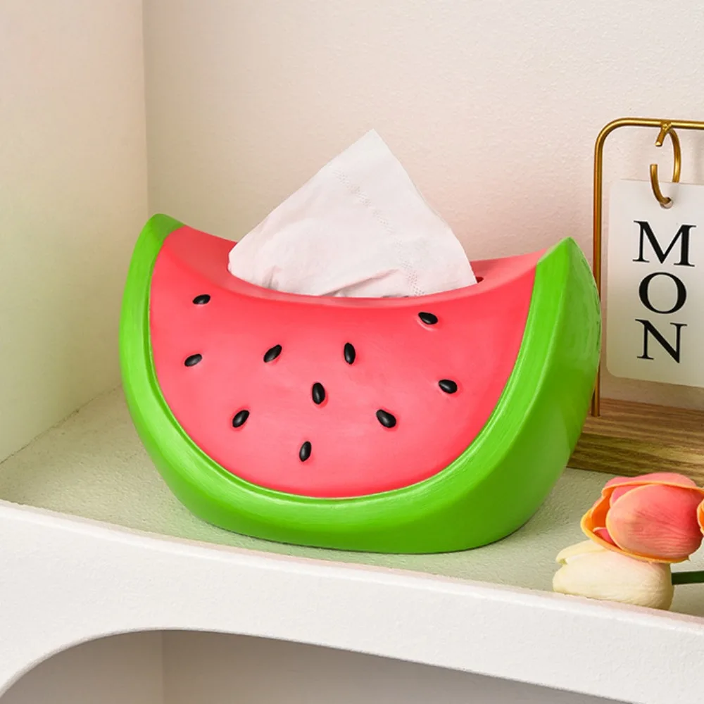 

Model Toy Watermelon Tissue Box Decorative Collectible Watermelon Paper Storage Box Summer Cartoon