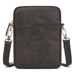Causal Men Shoulder Bag Genuine Leather Crossbody Bags Mini Sling Bags For Man Outdoor Phone Bags Soft Cowskin Belty Pouch