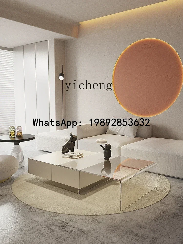 

Modern Light Luxury Acrylic Suspension Coffee Table Small Apartment Living Room Home Tea Table