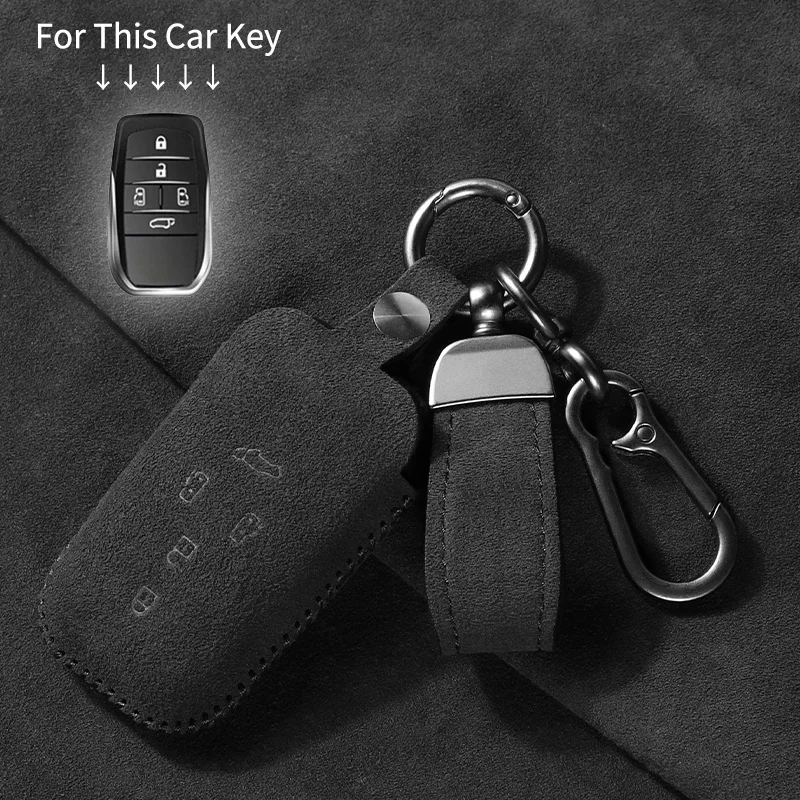 Alcantara Suede Car Key Case Cover For Toyota Sienna GRANVIA Alphard Vellfire Auto Keychain Protect Set