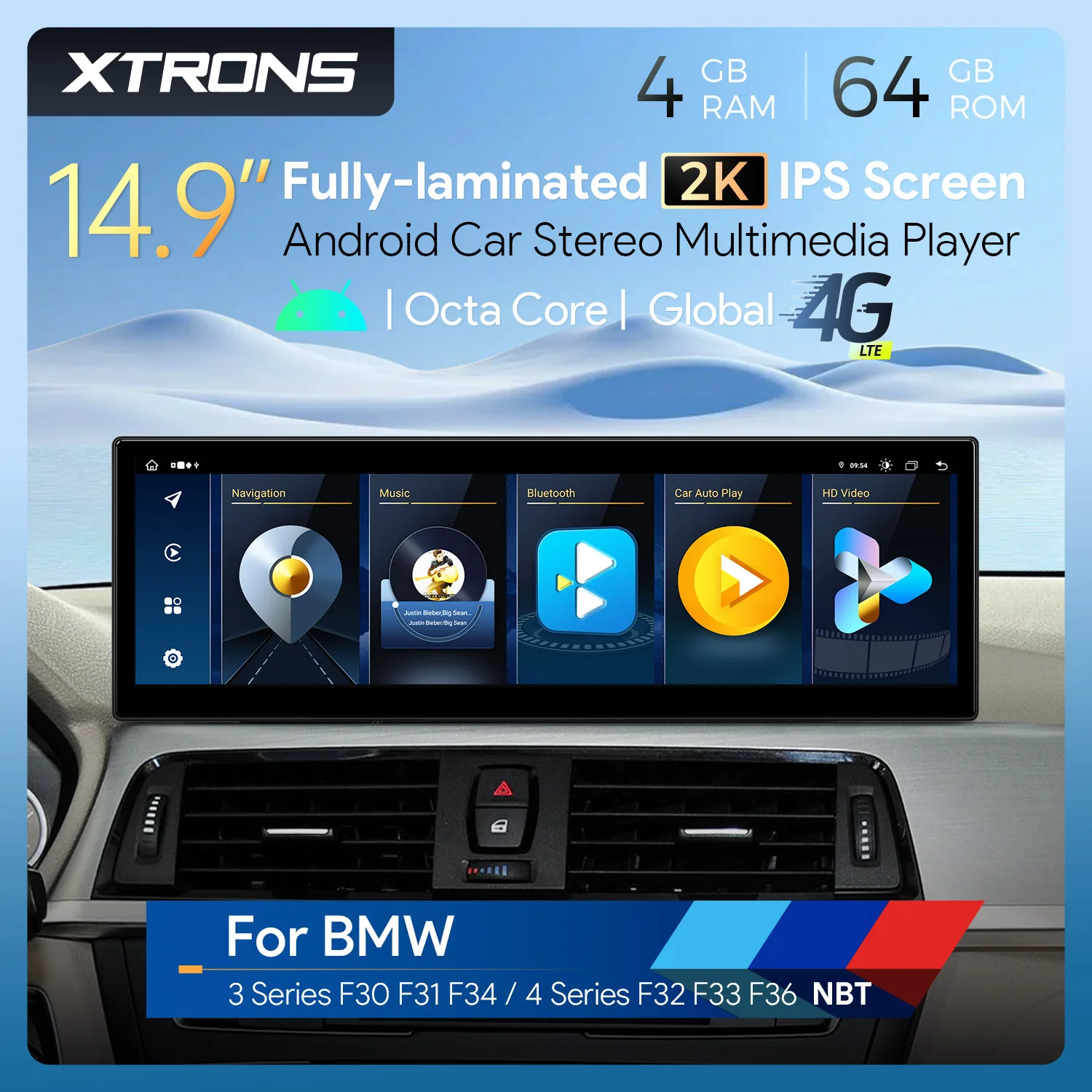 XTRONS 14.9'' Android 13 8 Core 4+64GB Car Radio For BMW 3 Series F30/31/34/35 NBT System with 4GLTE CarPlay Android Auto DSP