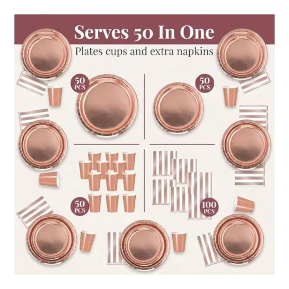 50 Complete Party Pack Disposable 9 Dinner Paper Plates 7 Dert Paper Plates 9 Oz Cups 3 Ply Napkins Office Parties Birthday Par
