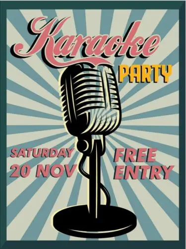 Karaoke Party Free Entry Vintage Retro Metal Sign